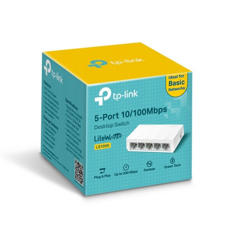 TP-LINK | 5-Port 10/100Mbps Desktop Network Switch | LS1005 | Unmanaged | Desktop | 1 Gbps (RJ-45) ports quantity | SFP ports qu - 4